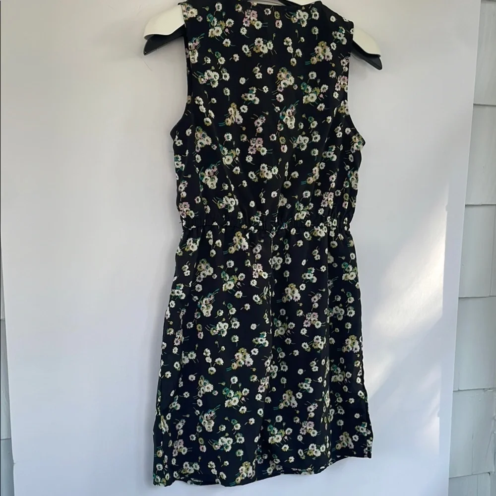 BeBop Black Floral Dress Decorative Sailor Bib Drawstring Waist Pockets Large